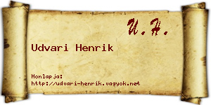 Udvari Henrik névjegykártya